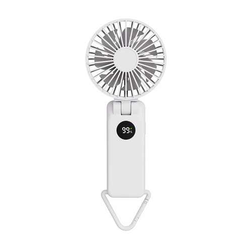 White Portable Handheld Fan with 2000mAh Battery - 3-in-1 Design for Desk, Handheld, and Hanging Use (Model Q3) - Main Image