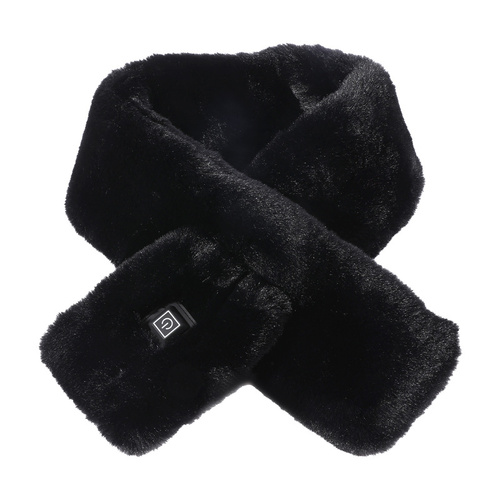 Black Adjustable Electric Heated Scarf with Plush Fabric - 3 Heat Settings - Main Image