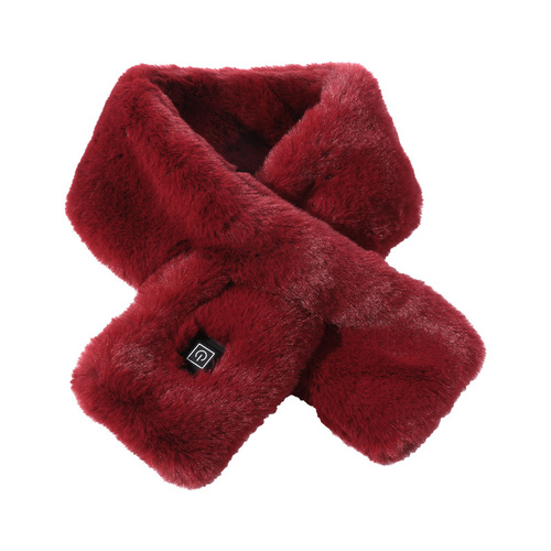 Wine Red Adjustable Electric Heated Scarf with Plush Fabric - 3 Heat Settings - Main Image