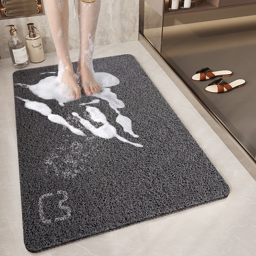 Cat Head Black Non-Slip Loofah-Style Bathroom Mat - Quick-Dry and Soft 40*80cm - Main Image