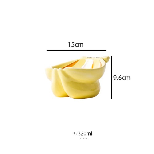 Ceramic Elevated Pet Food Bowl - Cute Banana Pattern Design for Cats and Small Dogs - Main Image