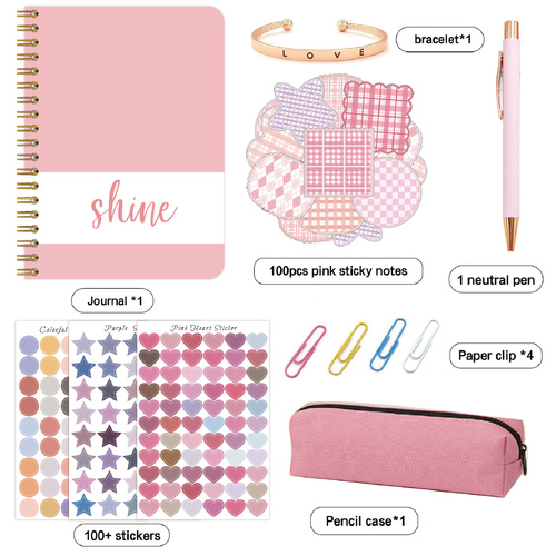 Kids Creative Journal Gift Set(Pink) - Notebook, Pen, Stickers, and Accessories - Main Image