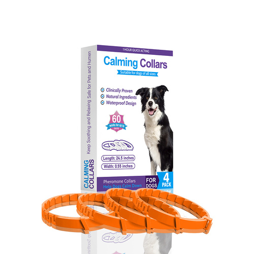 Orange Calming Collars for Dogs - Natural Stress Relief, Adjustable, 4 Pack - Main Image