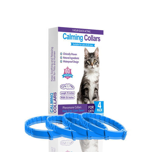 Blue Calming Collars for Cats - Natural Anxiety Relief, Adjustable, 4 Pack - Main Image