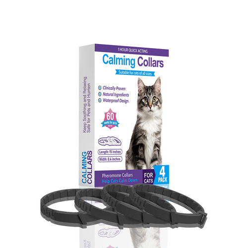 Black Calming Collars for Cats - Natural Anxiety Relief, Adjustable, 4 Pack - Main Image