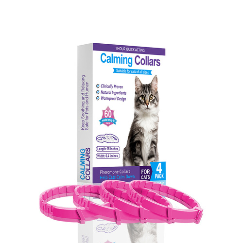 Pink Calming Collars for Cats - Natural Anxiety Relief, Adjustable, 4 Pack - Main Image