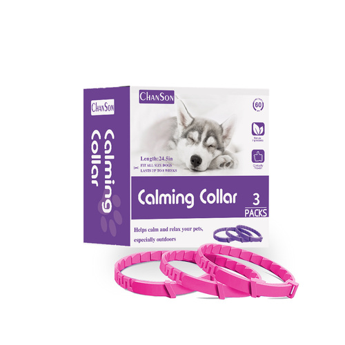 Pink Calming Collars for Dogs - Natural Stress Relief, Adjustable, 3 Pack (2 set/6PCS) - Main Image