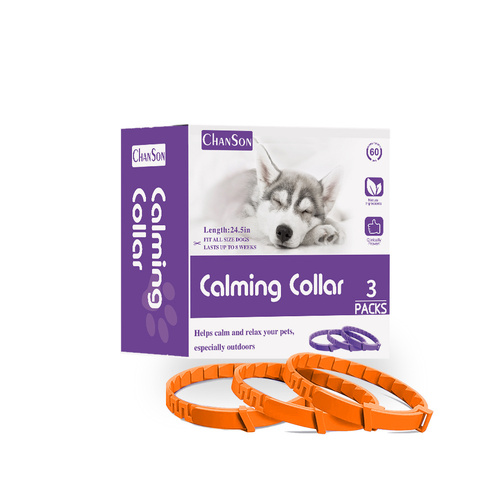Orange Calming Collars for Dogs - Natural Stress Relief, Adjustable, 3 Pack (2 set/6PCS) - Main Image