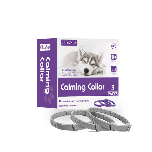 Gray Calming Collars for Dogs - Natural Stress Relief, Adjustable, 3 Pack (2 set/6PCS) - Main Image