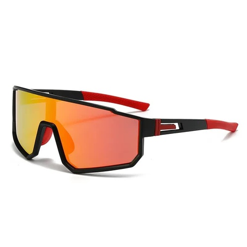 UV400 Sports Sunglasses with Polarized TAC Lens - Black/Red - Main Image