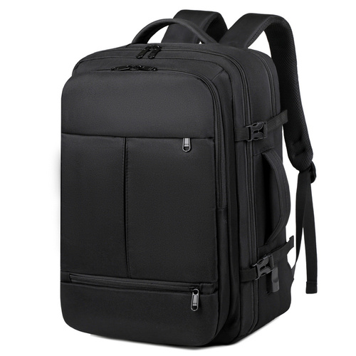 Large Capacity Travel Backpack with USB Charging Port - Black - Main Image
