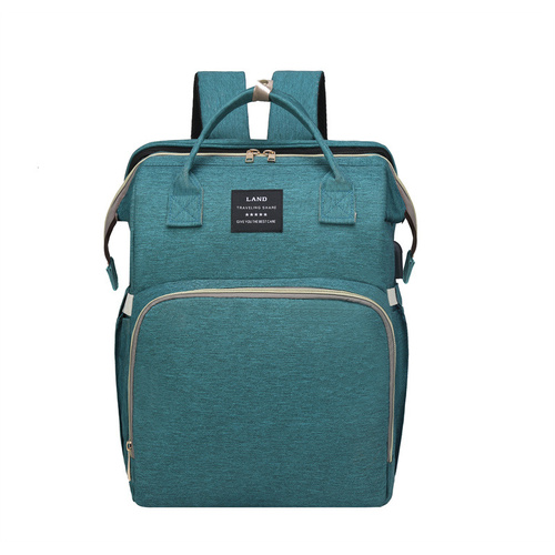 Multifunctional Diaper Backpack with Mosquito Net and Insulated Pockets - Green - Main Image