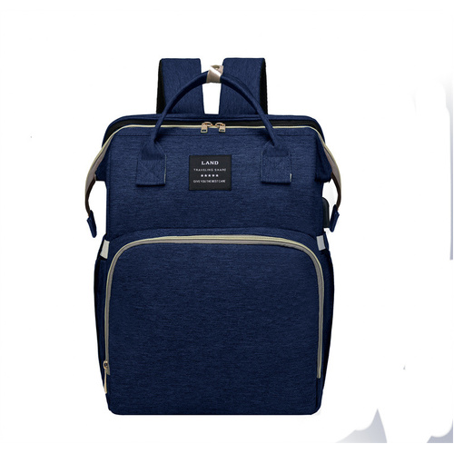 Multifunctional Diaper Backpack with Mosquito Net and Insulated Pockets - Blue - Main Image