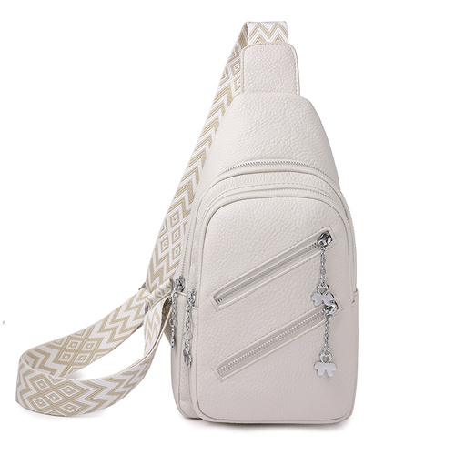Waterproof Crossbody Sling Bag with Adjustable Strap - White - Main Image