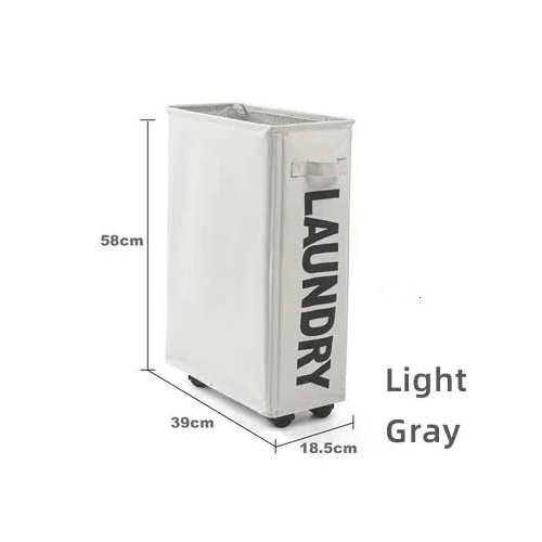 Rolling Laundry Basket with Wheels - 42L Capacity, Light Gray, 39*18.5*58CM - Main Image