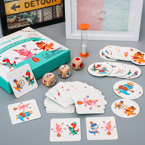 Dinosaur Circus Matching Game for Kids with Wooden Dice and Timer - Main Image