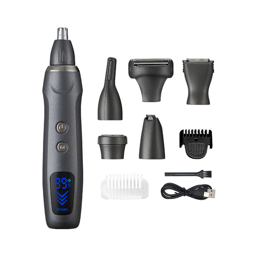 6-in-1 Rechargeable Electric Grooming Kit with Interchangeable Heads and LED Display - Main Image