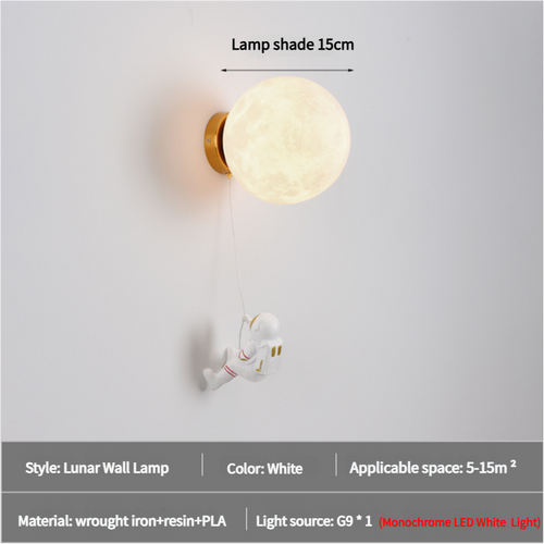 Astronaut Moon Wall Lamp with LED White Light,Diameter 15cm - Main Image