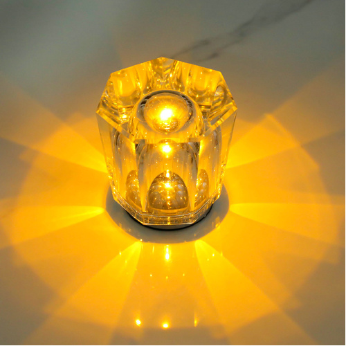 Crystal LED Table Lamp with Starburst Effect, Rechargeable and Portable Design,Type A 90mm (H) × 82mm (W) - Main Image