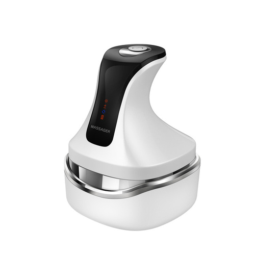 White Rechargeable Electric Scalp Massager with Adjustable Speeds and LED Therapy - Main Image
