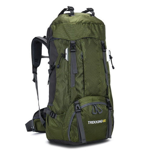 Green 60L Waterproof Hiking Backpack with Multi-Pocket Design for Outdoor Adventures - Main Image