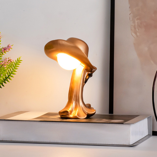 Gold Creative Cowboy Hat USB Table Lamp for Home and Office Decor - Main Image
