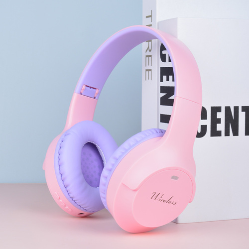 Pink Wireless Bluetooth Headphones with Hi-Fi Bass, Foldable Design, and Card Slot - Main Image