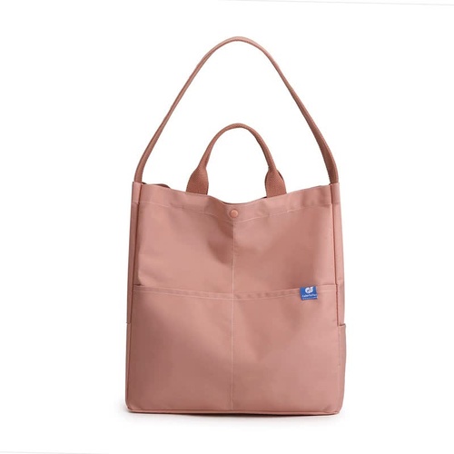 Pink Minimalist Nylon Tote Bag with Adjustable Shoulder Strap, Large Capacity - Main Image