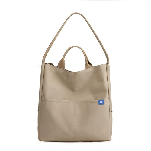 Apricot Minimalist Nylon Tote Bag with Adjustable Shoulder Strap, Large Capacity - Main Image