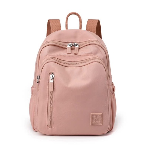 Pink Mini Nylon Multi-Compartment Backpack - Lightweight and Stylish Everyday Bag - Main Image