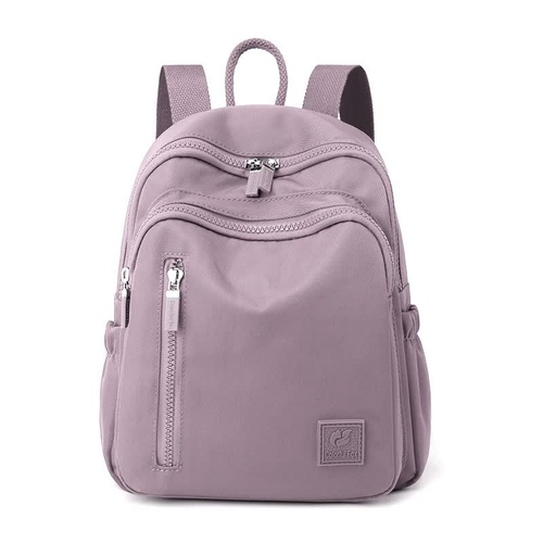 Purple Mini Nylon Multi-Compartment Backpack - Lightweight and Stylish Everyday Bag - Main Image