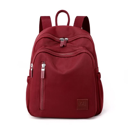 Red Mini Nylon Multi-Compartment Backpack - Lightweight and Stylish Everyday Bag - Main Image