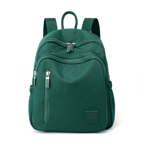 Dark Green Mini Nylon Multi-Compartment Backpack - Lightweight and Stylish Everyday Bag - Main Image