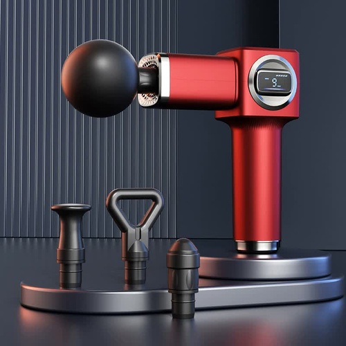LC-007-Red Professional Massage Gun with LCD Display - Deep Tissue Muscle Massager - Main Image