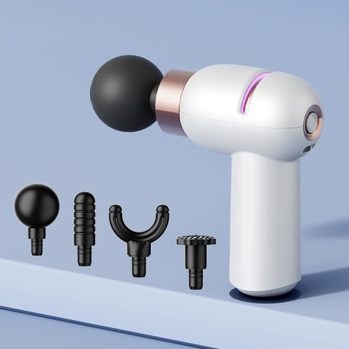 LC-005-White Portable Mini Massage Gun - Quiet Muscle Massager with 6 Speeds - Main Image
