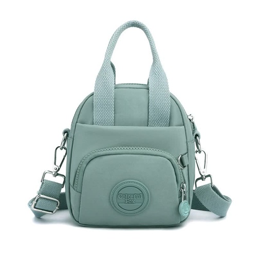 Green Mini Waterproof Nylon Backpack - Lightweight Casual Crossbody Bag - Main Image