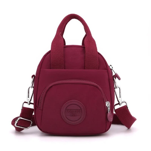 Red Mini Waterproof Nylon Backpack - Lightweight Casual Crossbody Bag - Main Image
