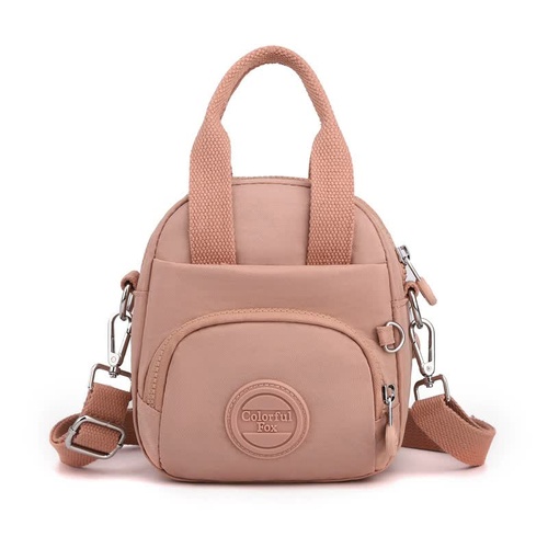 Pink Mini Waterproof Nylon Backpack - Lightweight Casual Crossbody Bag - Main Image