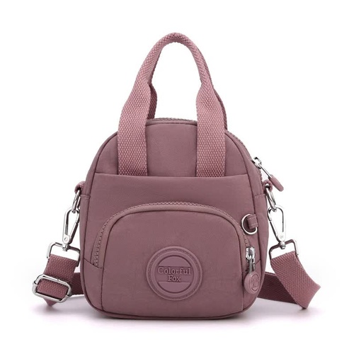Deep Bean Paste Color Mini Waterproof Nylon Backpack - Lightweight Casual Crossbody Bag - Main Image