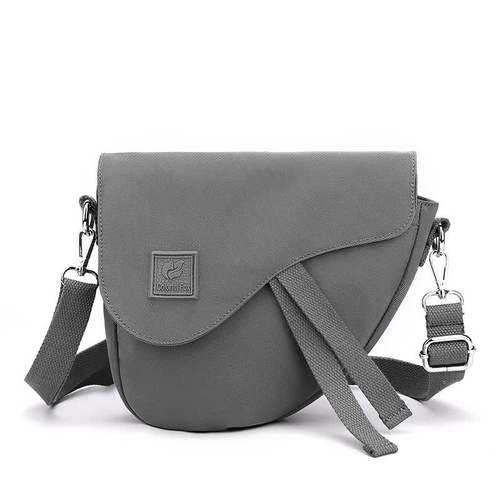Gray Compact Nylon Crossbody Shoulder Bag - Stylish and Lightweight Sling Purse - Main Image