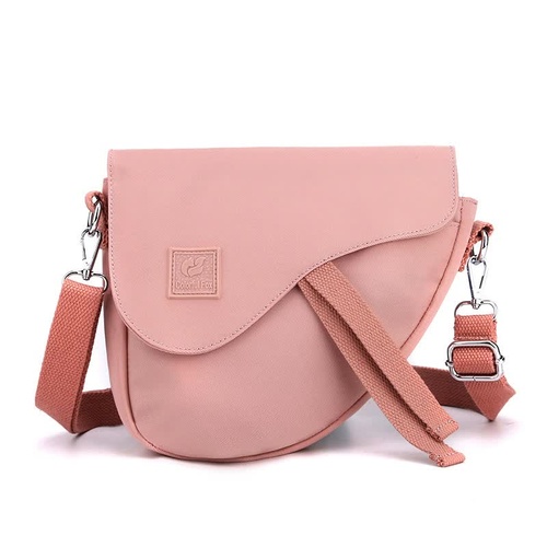 Pink Compact Nylon Crossbody Shoulder Bag - Stylish and Lightweight Sling Purse - Main Image