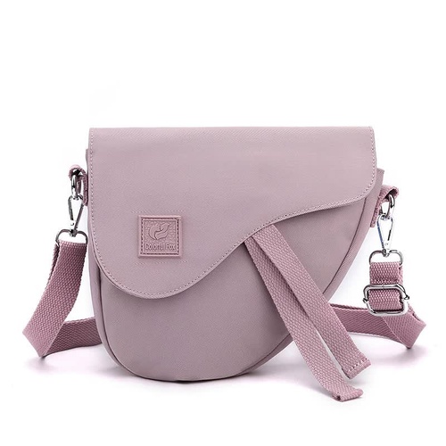 Purple Compact Nylon Crossbody Shoulder Bag - Stylish and Lightweight Sling Purse - Main Image