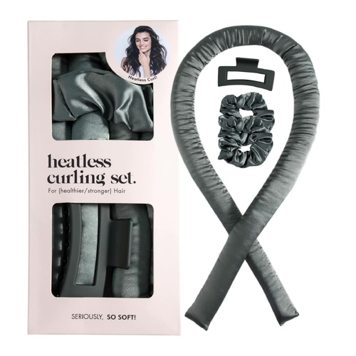5PCS Green Heatless Hair Curling Set with Scrunchie and Hair Clip - Silk Curling Ribbon - Main Image