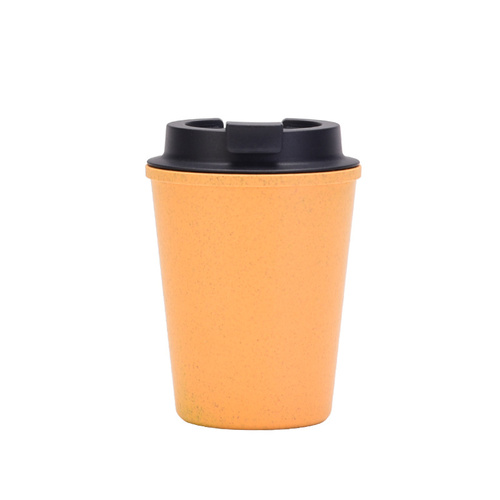 Yellow 350ml Wheat Straw Double-Layer Coffee Cup - Eco-Friendly and Lightweight - Main Image