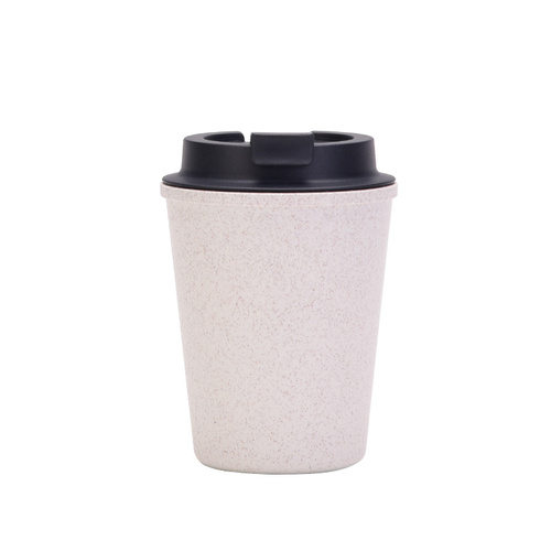 White 350ml Wheat Straw Double-Layer Coffee Cup - Eco-Friendly and Lightweight - Main Image