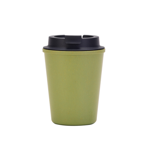 Green 350ml Wheat Straw Double-Layer Coffee Cup - Eco-Friendly and Lightweight - Main Image