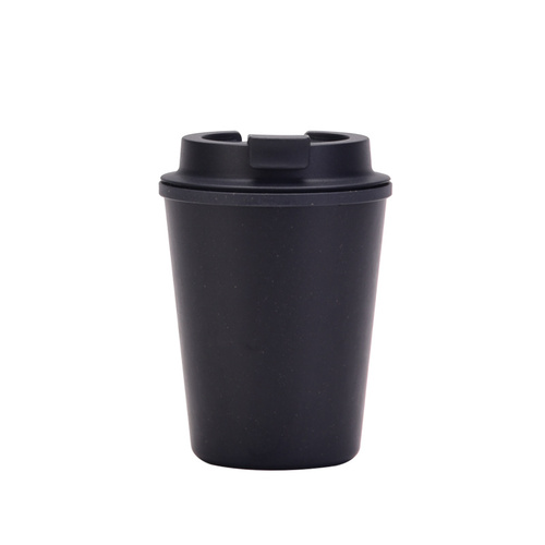 Black 350ml Wheat Straw Double-Layer Coffee Cup - Eco-Friendly and Lightweight - Main Image