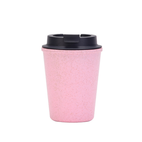 Pink 350ml Wheat Straw Double-Layer Coffee Cup - Eco-Friendly and Lightweight - Main Image