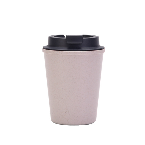 Gray 350ml Wheat Straw Double-Layer Coffee Cup - Eco-Friendly and Lightweight - Main Image