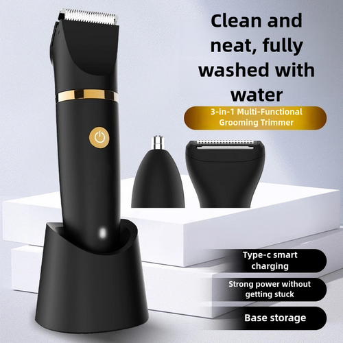 3-in-1 Waterproof Rechargeable Electric Hair Trimmer Set for Men - Professional Grooming Kit - Main Image